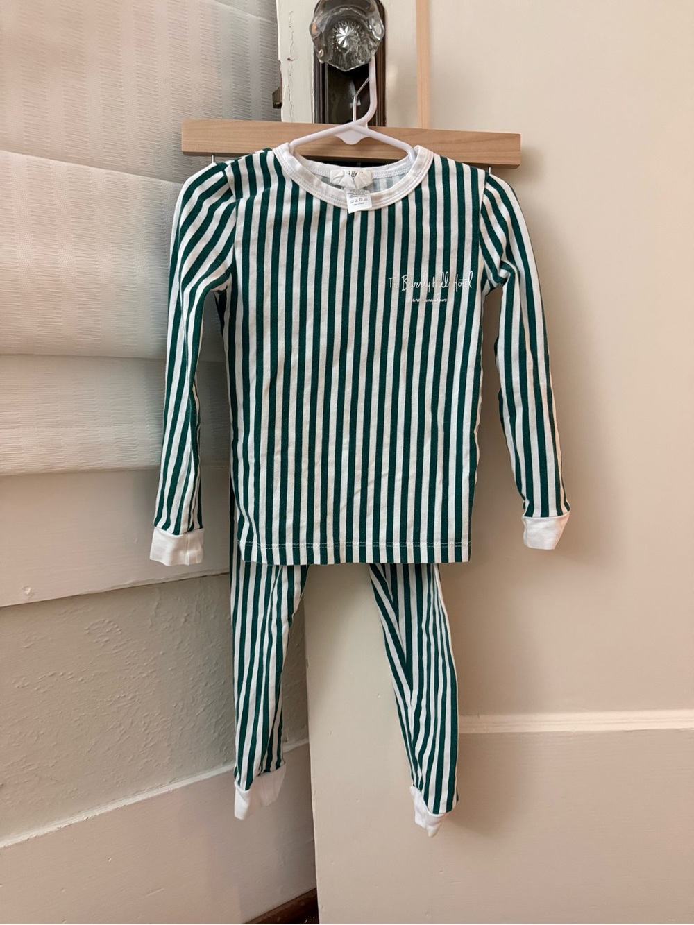 Bedhead for Beverly Hills Hotel Kids 4T Green & White Stripe Pajama Set
